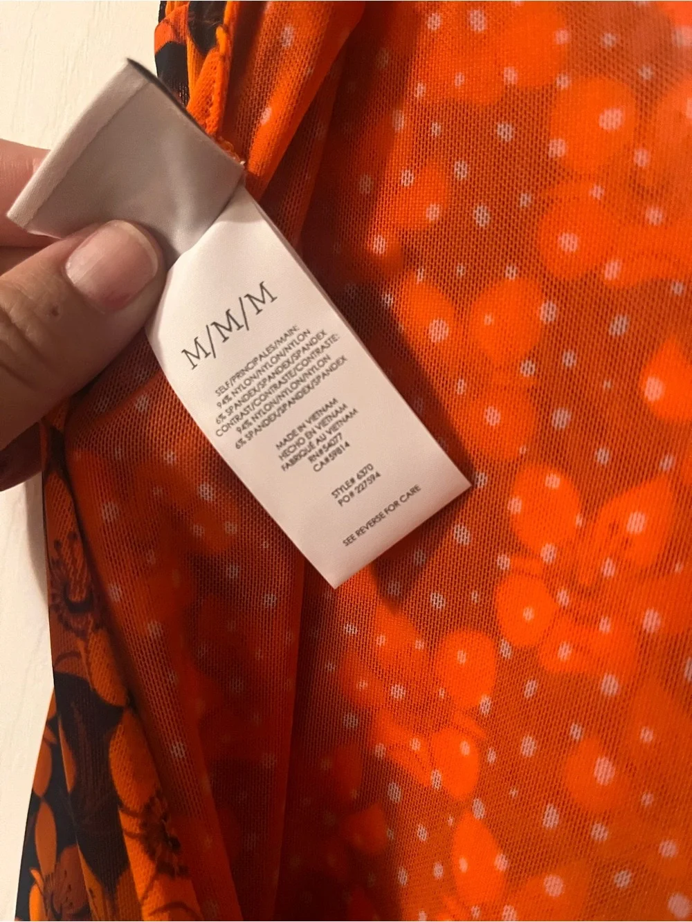 Cabi Reversible Orange Floral Mesh Dress